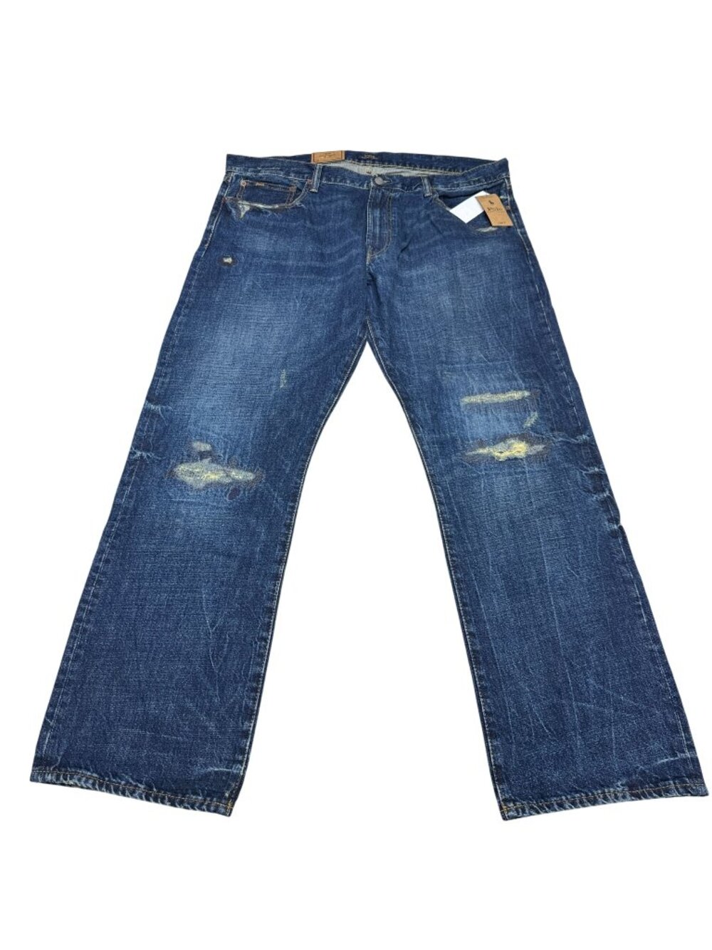 Polo Ralph Lauren Men's Classic Fit Distressed Blue Jeans Rope Dyed 38x32 NWT